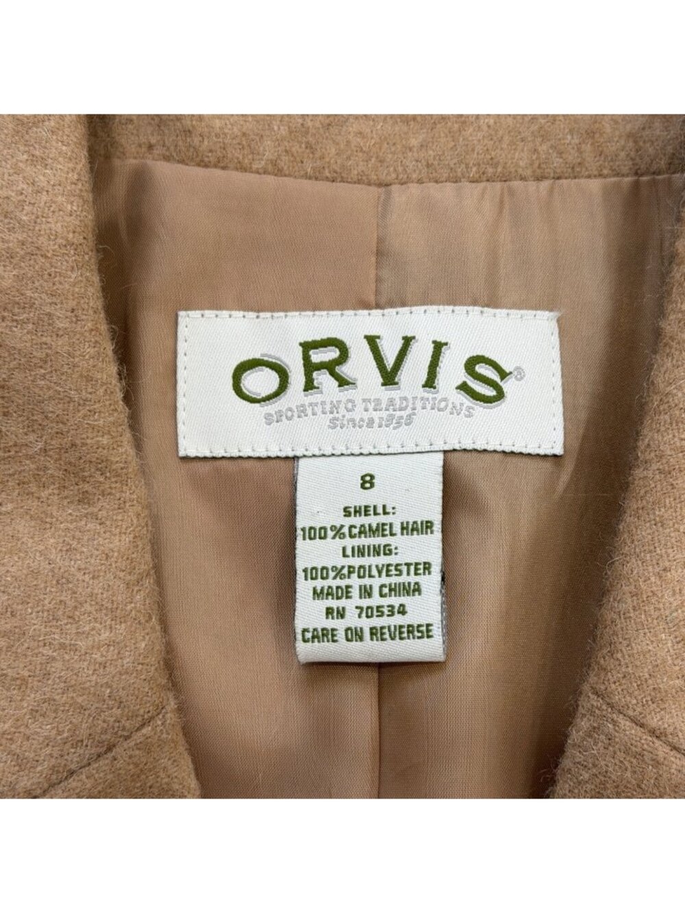 Vtg Orvis Womens Size 8 Blazer Camel Hair Tan Single-Button Lined Classic Fit - Picture 4 of 8